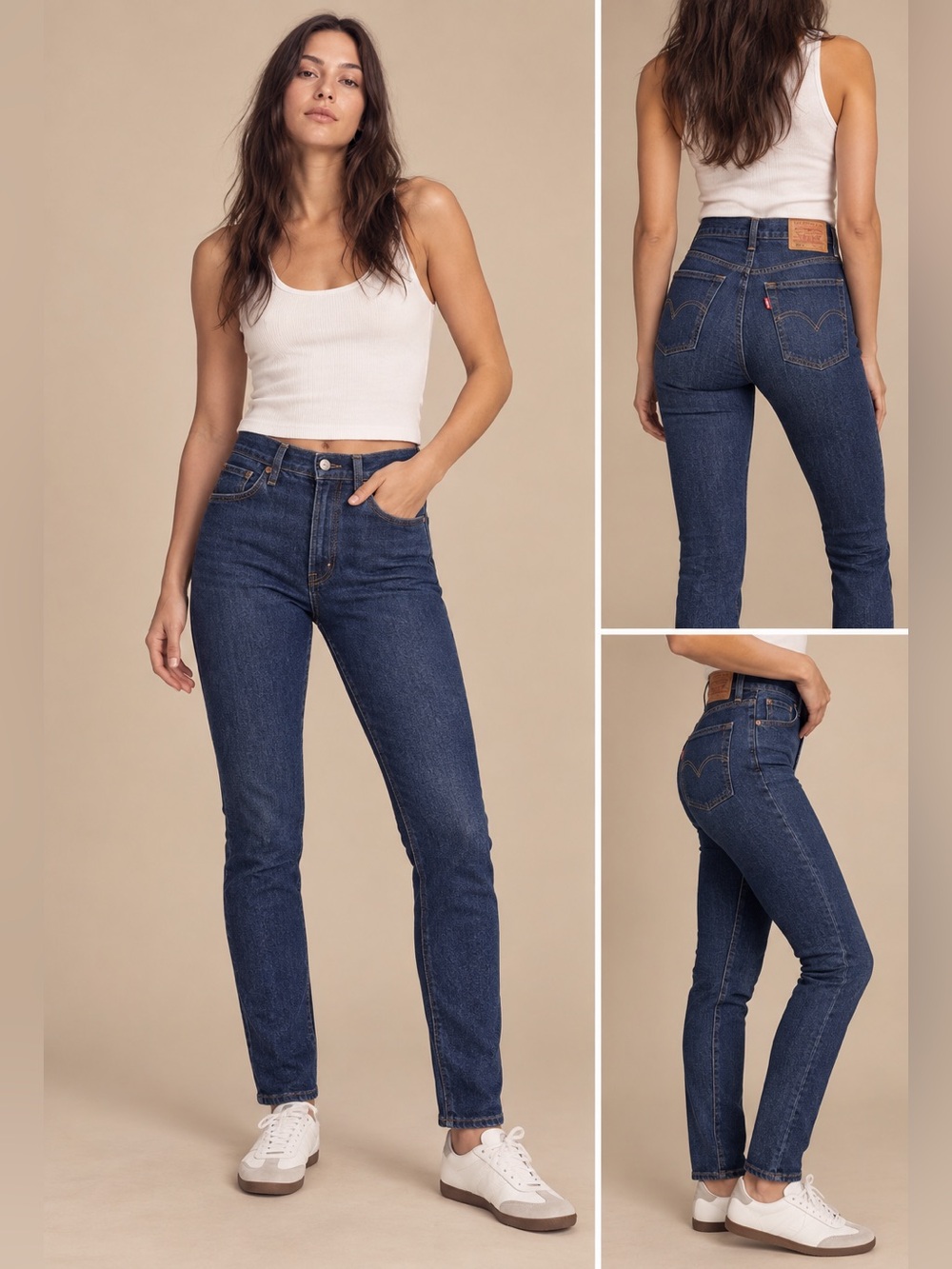 Levi's Premium 501 Skinny Jeans Lifes Work Dark Wash Blue Denim High Rise 25x30